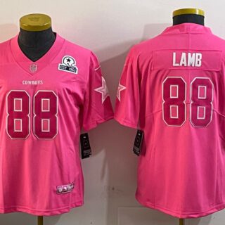 Women's Dallas Cowboys #88 CeeDee Lamb Pink Vapor Untouchable Limited Stitched Football Jersey(Run Small)