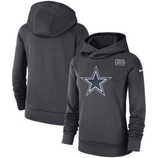 Women's Dallas Cowboys Nike Anthracite Crucial Catch Performance Pullover Hoodie