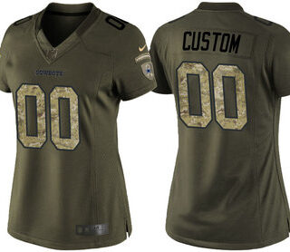 Women's Dallas Cowboys Olive Customized Camo Salute to Service Jersey