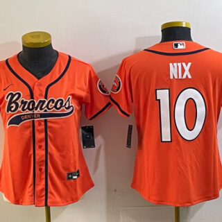 Women's Denver Broncos #10 orange Cool Base Stitched Baseball Jerseys