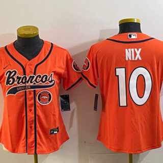 Women's Denver Broncos #10 orange Cool Base Stitched Baseball Jerseys