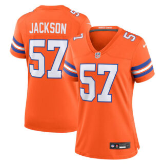 Women's Denver Broncos #57 Tom Jackson Orange Mile High Collection 1977 Throwback Stitched Jersey(Run Small)