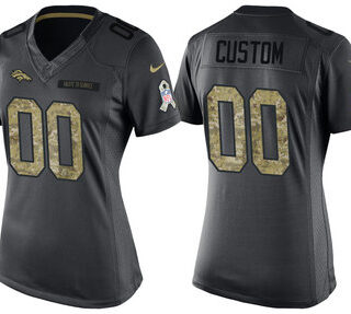 Women's Denver Broncos Anthracite Customized Camo 2016 Salute to Service Jersey