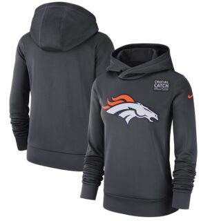 Women's Denver Broncos Nike Anthracite Crucial Catch Performance Pullover Hoodie