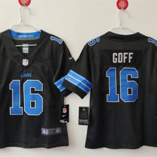 Women's Detroit Lions #16 Jared Goff Black Vapor Stitched Jersey(Run Smaller)
