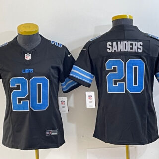 Women's Detroit Lions #20 Barry Sanders Black 2024 F.U.S.E. 2nd Alternate Vapor Limited Stitched Jersey(Run Smaller)