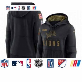 Women's Detroit Lions Nike 2020 Salute to Service Performance Pullover Hoodie Black