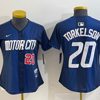 Women's Detroit Tigers #20 Spencer Torkelson 2024 Navy City Connect Cool Base Limited Stitched Baseball Jersey(Run Small)