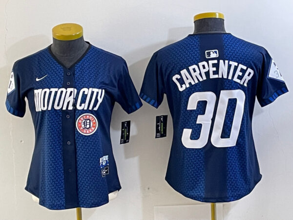Women's Detroit Tigers #30 Kerry Carpenter 2024 Navy City Connect Cool Base Limited Jerseys
