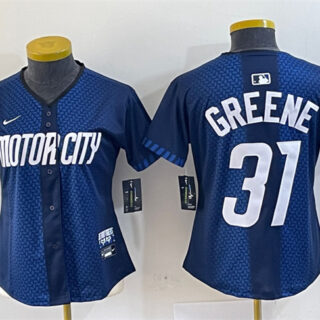 Women's Detroit Tigers #31 Riley Greene 2024 Navy City Connect Cool Base Limited Stitched Baseball Jersey(Run Small)