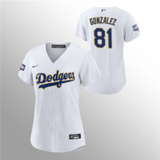 Women's Dodgers #81 Victor Gonzalez White 2021 Gold Program Replica Jersey