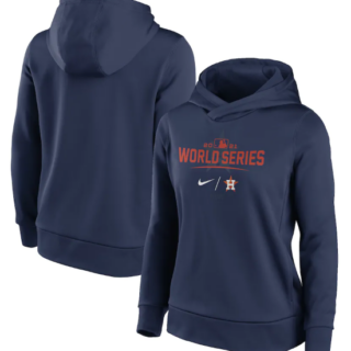 Women's Houston Astros 2021 Navy World Series Bound Collection Dugout Pullover Hoodie(Run Small)