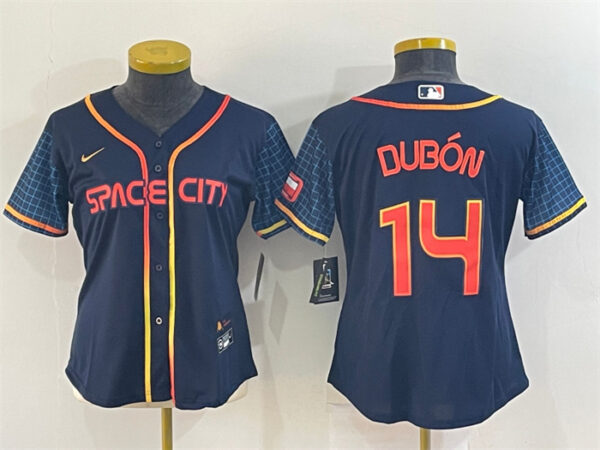 Women's Houston Astros #14 Mauricio Dubón 2022 Navy City Connect Stitched Jersey(Run Small)