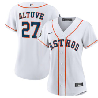 Women's Houston Astros #27 Jose Altuve White 2022 World Series Cool Base Stitched Baseball Jersey(Run Small)