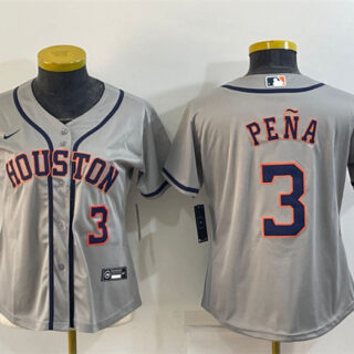Women's Houston Astros #3 Jeremy Peña Gray Cool Base Stitched Baseball Jersey(Run Small)