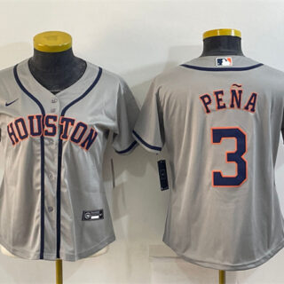 Women's Houston Astros #3 Jeremy Peña Gray Cool Base Stitched Baseball Jersey(Run Small)s