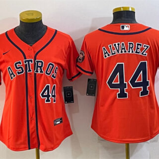 Women's Houston Astros #44 Yordan Alvarez Orange With Patch Cool Base Stitched Baseball Jersey(Run Small) 1