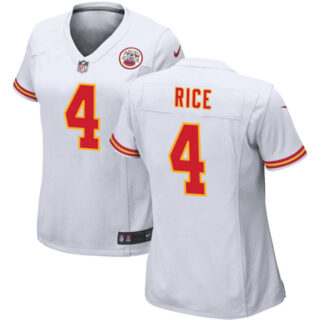 Women's Kansas City Chiefs #4 Rashee Rice White Stitched Jersey(Run Small)