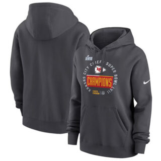 Women's Kansas City Chiefs Black Super Bowl LVII Champions Pullover Hoodie(Run Small)