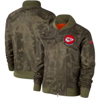 Women's Kansas City Chiefs Nike Olive 2019 Salute To Service Full Zip Bomber Jacket