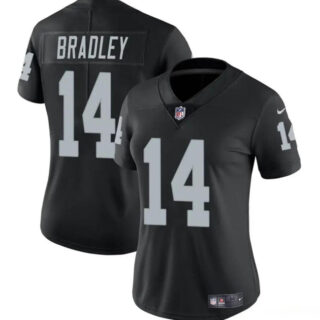 Women's Las Vegas Raiders #14 Carter Bradley Black Vapor Stitched Jersey(Run Small)