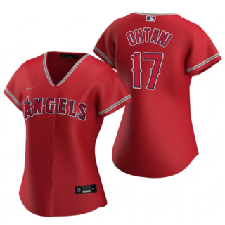 Women's Los Angeles Angels #17 Shohei Ohtani Red Stitched Baseball Jersey(Run Small)