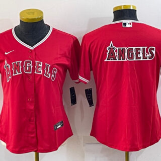 Women's Los Angeles Angels Red Team Big Logo Stitched Baseball Jersey(Run Small)