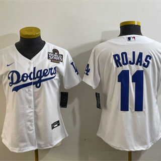 Women's Los Angeles Dodgers #11 Miguel Rojas White 2024 World Series Cool Base Stitched Baseball Jersey(Run Small)