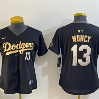Women's Los Angeles Dodgers #13 Max Muncy Black Gold Limited Stitched Baseball Jersey(Run Small)