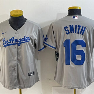 Women's Los Angeles Dodgers #16 Will Smith Grey Stitched Jersey(Run Small)