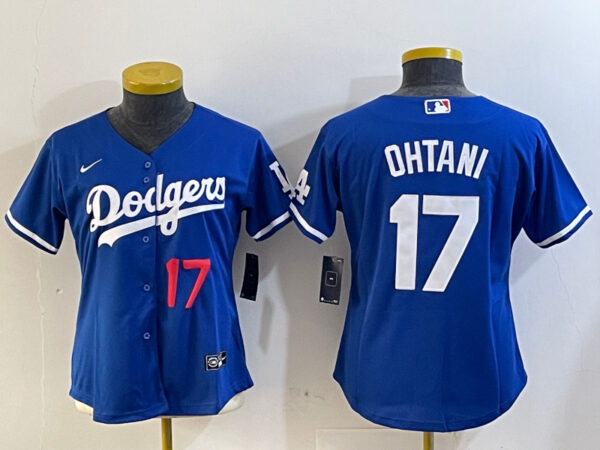 Women's Los Angeles Dodgers #17 Miguel Vargas Blue Cool Base Stitched Baseball Jerseys