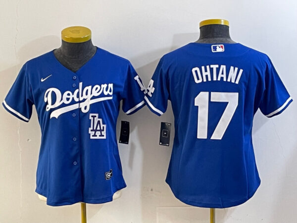 Women's Los Angeles Dodgers #17 Miguel Vargas Blue Cool Base Stitched Baseball Jerseys