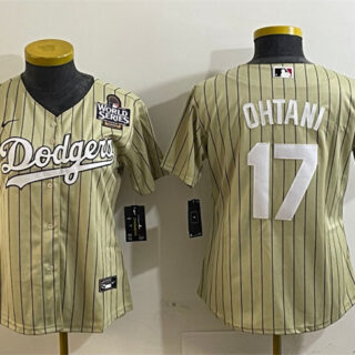 Women's Los Angeles Dodgers #17 Shohei Ohtani Cream 2024 World Series Cool Base Stitched Baseball Jersey(Run Small)