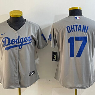 Women's Los Angeles Dodgers #17 Shohei Ohtani Grey Stitched Jersey(Run Small)