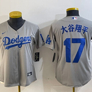 Women's Los Angeles Dodgers #17 u5927u8c37u7fd4u5e73 Grey Stitched Jersey(Run Small)