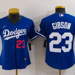 Women's Los Angeles Dodgers #23 Kirk Gibson Blue Stitched Jersey(Run Small)