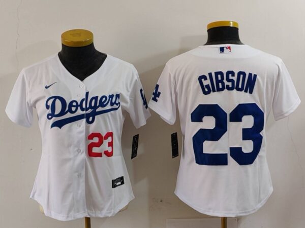 Women's Los Angeles Dodgers #23 Kirk Gibson White Stitched Jersey(Run Small)