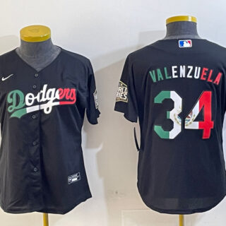 Women's Los Angeles Dodgers #34 Fernando Valenzuela Authentic Collection Stitched MLB Jerseys