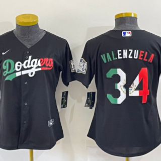 Women's Los Angeles Dodgers #34 Toro Valenzuela Black Cool Base Stitched Jersey(Run Small)