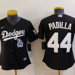 Women's Los Angeles Dodgers #44 Vicente Padilla Black Stitched Jersey(Run Small)