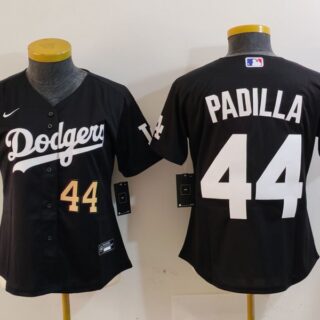 Women's Los Angeles Dodgers #44 Vicente Padilla Black Stitched Jersey(Run Small)