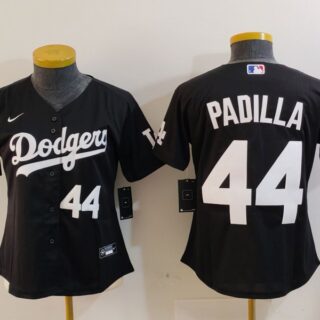 Women's Los Angeles Dodgers #44 Vicente Padilla Black Stitched Jersey(Run Small)