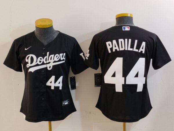 Women's Los Angeles Dodgers #44 Vicente Padilla Black Stitched Jersey(Run Small)