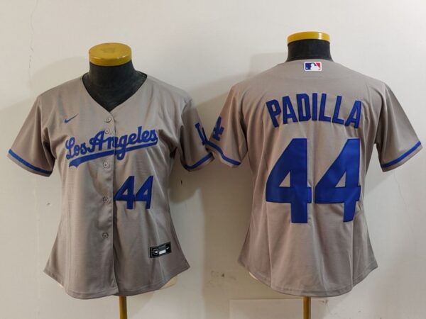 Women's Los Angeles Dodgers #44 Vicente Padilla Grey Stitched Jersey(Run Small)