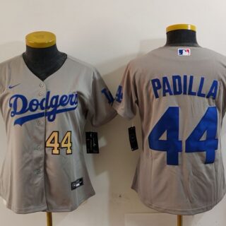 Women's Los Angeles Dodgers #44 Vicente Padilla Grey Stitched Jersey(Run Small)