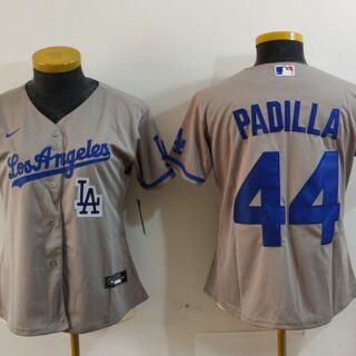 Women's Los Angeles Dodgers #44 Vicente Padilla Grey Stitched Jersey(Run Small)