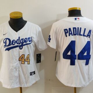 Women's Los Angeles Dodgers #44 Vicente Padilla White Stitched Jersey(Run Small)