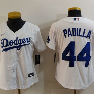 Women's Los Angeles Dodgers #44 Vicente Padilla White Stitched Jersey(Run Small)
