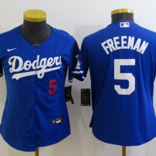 Women's Los Angeles Dodgers #5 Freddie Freeman Royal Cool Base Stitched Baseball Jersey(Run Small)