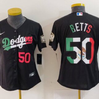 Women's Los Angeles Dodgers #50 Mookie Betts Black Mexico Stitched Jersey(Run Small)